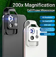 200X Объектив для телефона, линза APEXEL HD с увеличением, макрообъектив для Iphone12, Huawei, смартфона