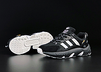 Кроссовки мужские Adidas ZX 22 черные с белым, натуральная замша, текстиль, прошиты. код SD-11616