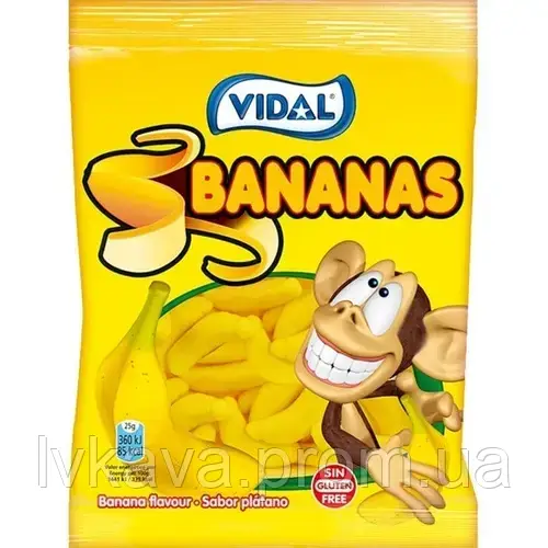 Желейні цукерки Vidal Bananas, 90 гр