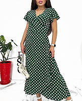 Плаття в горошок довге жіноче літнє батальне плаття з софту, фото 2