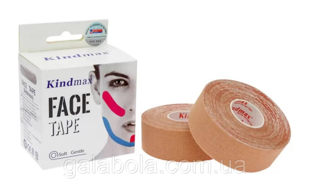 Кінезіотейп для обличчя Kindmax Face Tape Half Бежевий 2,5 см х 10 м, фото 1