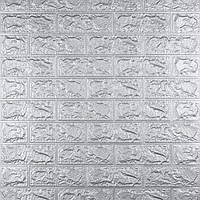 Самоклеющиеся 3Д панели, мягкие 3d панели самоклейка для стен 700х770х5 мм, кирпич Серебро