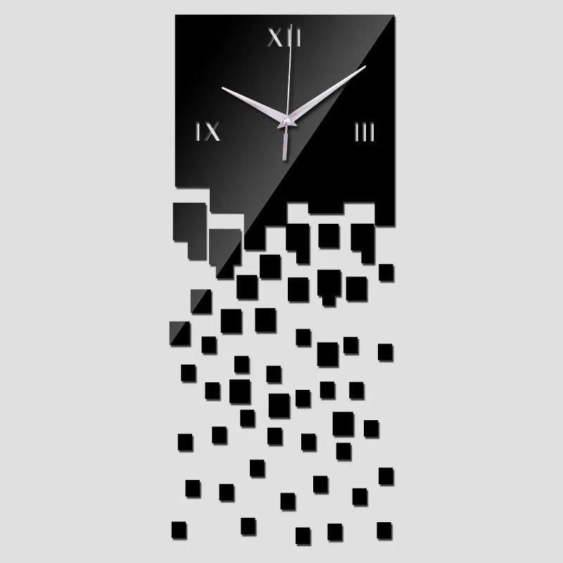 Настінні годинники 3D кварцові дзеркальні чорні Футуризм 44,5*17,6 8666