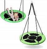 Підвісна дитяча гойдалка гніздо лелеки 100 см кругла , зелено-чорна Malatec 23514 Польща, фото 3