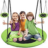 Підвісна дитяча гойдалка гніздо лелеки 100 см кругла , зелено-чорна Malatec 23514 Польща, фото 5