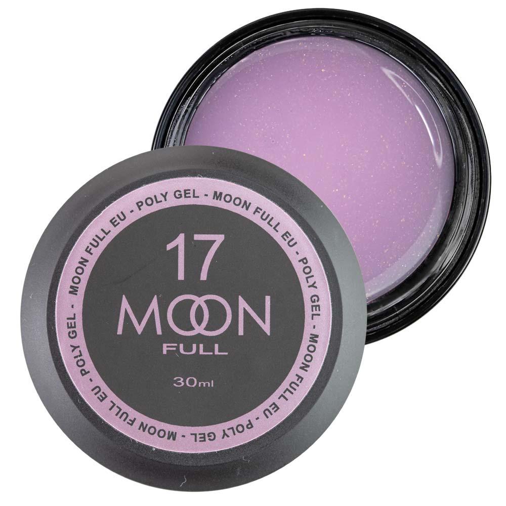 Полігель для нарощування нігтів Moon Full Poly Gel No17 Лілово-білий із шимером 30 мл