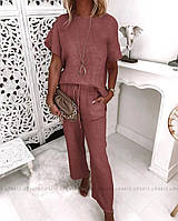 Жіночий костюм із натурального штапельного льону, комфортний, зручний