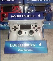 Джойстик проводной Doubleshock4 по типу Sony для ПК/PS4,проводной геймпад манипулятор с вибрацией Белый lkp