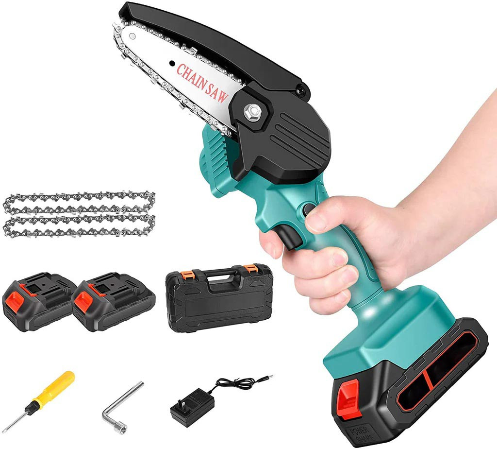 Акумуляторна ланцюгова мініпила гілкоріз для обрізання дерев Mini Electric Chainsaw Комплект