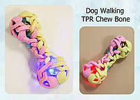 Жувальна іграшка в'язана для собак Dog Walking TPR Chew Bone 15 см, фото 2