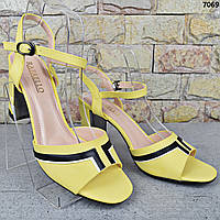 Босоножки женские на каблуке Rafaello, Желтые босоножки с открытым носком 37