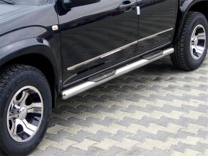 Бічні пороги труби D60 на Kia Carens 3 2006-2012 Пороги труба з проходом для КІА Каренс