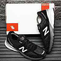 Мужские кроссовки New Balance 990 (чёрные с серым и белым) демисезонные комбинированные кроссы 2193 тренд