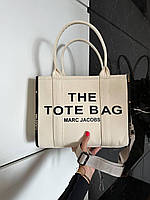 Женская сумка шопер Marc Jacobs Tote Bag Textile (белая/черная) Gi8416 стильная с короткими ручками текстиль