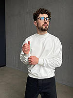 Мужской классический свитшот (белый) #2808/1 классный качественный трикотажный свитшот для парня тренд