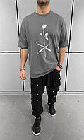 Мужская базовая футболка (серая) ada1568 качественная повседневная одежда для парней тренд