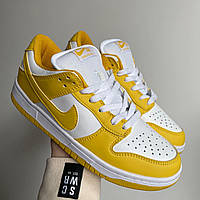 Женские кроссовки Nike SB Dunk Low Yellow (жёлтые с белым) яркие демисезонные кеды 0531v тренд