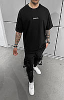 Мужская базовая футболка (черная) ada1105 качественная повседневная одежда для парней M тренд