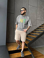 Мужские базовые шорты (бежевые) PTC051 качественная повседневная спортивная одежда для парней L тренд