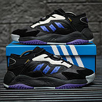 Мужские кроссовки Adidas Streetball II GX0783 (чёрно-белые с серым и синим) демисезонные кроссы 2318 cross