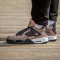 Мужские кроссовки Nike Air Jordan Retro 4 Taupe Haze (коричневые с чёрным) повседневные высокие кроссы I1231