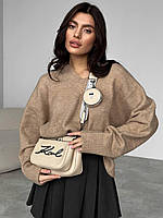 Женская подарочная сумка клатч Karl Lagerfeld Pochette Cream (кремовая) art01010 креативная супермодная с лого
