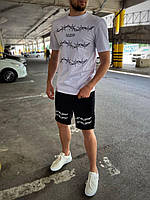 Мужской базовый комплект футболка+шорты thorn (черно-белый) L320 качественная спортивная одежда для парня top
