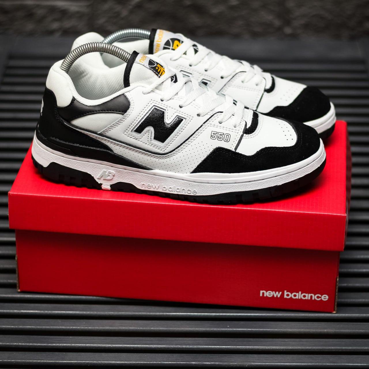 Чоловічі кросівки New Balance 550 (білі з чорним) демісезонні стильні спортивні кроси 2298 top, фото 1