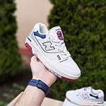 Чоловічі кросівки New Balance 550 (білі з бордовим і синім) модні демісезонні кроси О10957 top, фото 7