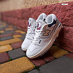 Чоловічі кросівки New Balance 550 (білі з бордовим і синім) модні демісезонні кроси О10957 top, фото 11