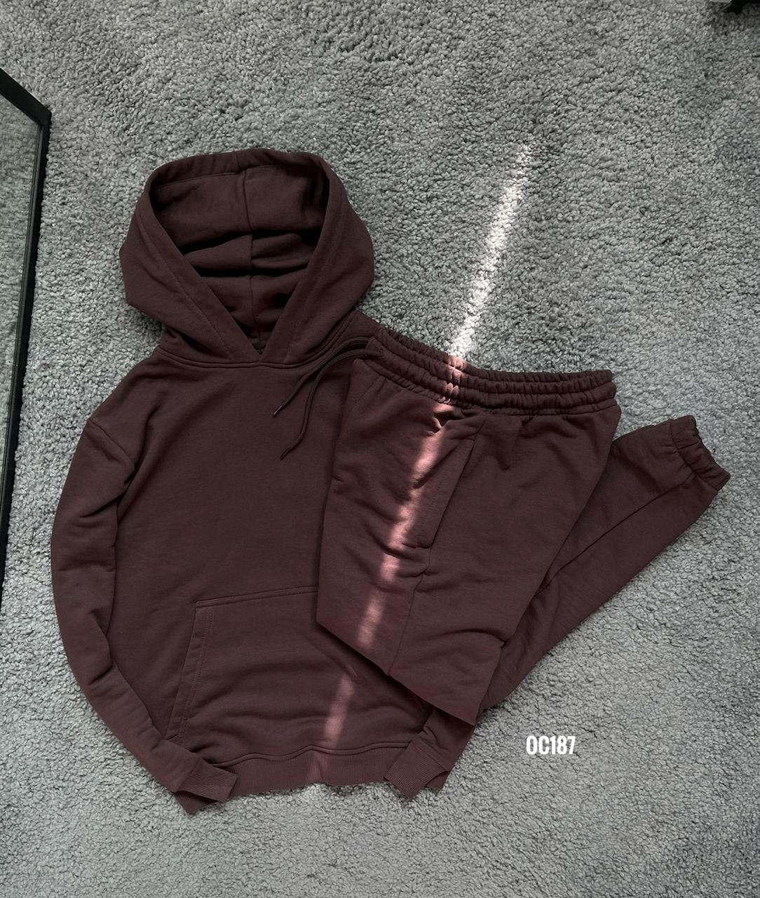 Чоловічий костюм штани та худі (коричневий) ос187 молодіжний спортивний весняний комплект для хлопців із капюшоном top, фото 1