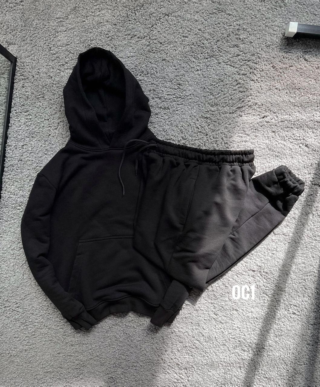 Чоловічий костюм штани та худі (чорний) ос1 молодіжний спортивний весняний комплект для хлопців із капюшоном top, фото 1