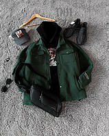 Мужской бомбер молодежный (зеленый) TN11 стильная легкая куртка на кнопках сезон осень-весна для парней top