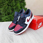 Чоловічі кросівки Nike Air Jordan (білі з чорним і бордовим) низькі стильні яскраві кеди О10983 top, фото 3