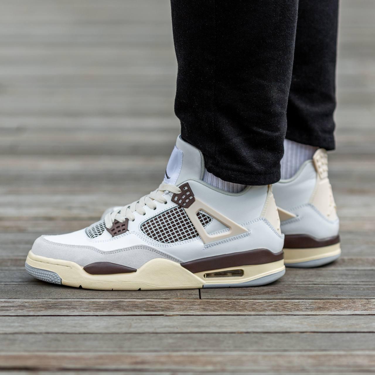 Чоловічі кросівки Nike Air Jordan Retro 4 Ma Maniere Beige Brown (білі із сірим і бежевим) круті кроси I1262 top, фото 1