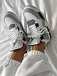 Чоловічі кросівки Nike Air Jordan 4 Retro "Military Black" Premium (білі із сірим) 2775 Найк топ, фото 9