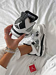 Чоловічі кросівки Nike Air Jordan 4 Retro "Military Black" Premium (білі із сірим) 2775 Найк топ, фото 6