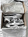 Чоловічі кросівки Nike Air Jordan 4 Retro "Military Black" Premium (білі із сірим) 2775 Найк топ, фото 7