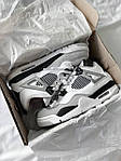 Чоловічі кросівки Nike Air Jordan 4 Retro "Military Black" Premium (білі із сірим) 2775 Найк топ, фото 10