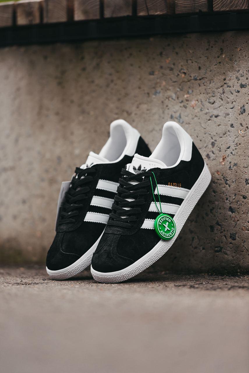 Чоловічі кросівки Adidas Gazelle (чорні з білим) стильні спортивні повсякденні кеди MD0299 top, фото 1