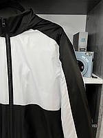 Ветровка мужская демисезонная двухцветная (черная с белым) vb3 современная модная короткая куртка с капюшоном