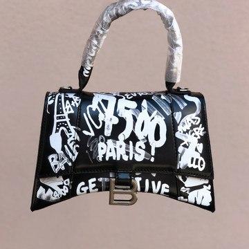 Жіноча сумка шопер Balenciaga (чорна) арт7338 шкіряна красива з принтом і довгим ремінцем top, фото 1