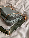 Жіноча сумка "3 в 1" LV Multi Pochette Olive New (оліва) Gi4150 модна дуже гарна на довгому ремені top, фото 4