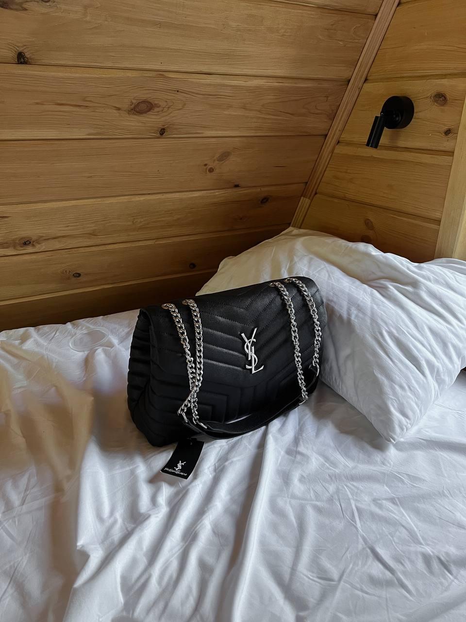Жіноча сумка-клатч Yves Saint Laurent Black (чорна) Gi16043 маленька сумочка з емблемою YSL Ів Сен Лоран top, фото 1