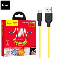 Кабель Hoco USB - Micro 1м силикон 2.4A X21 Plus Yellow