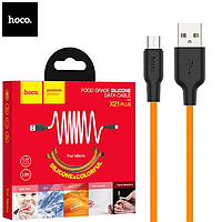 Кабель Hoco USB - Micro 1м силикон 2.4A X21 Plus Orange