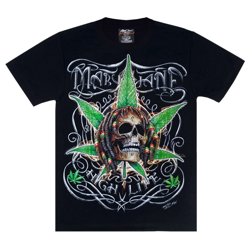 Футболка High Life (rasta skull) (3D, світиться в темряві), Розмір M