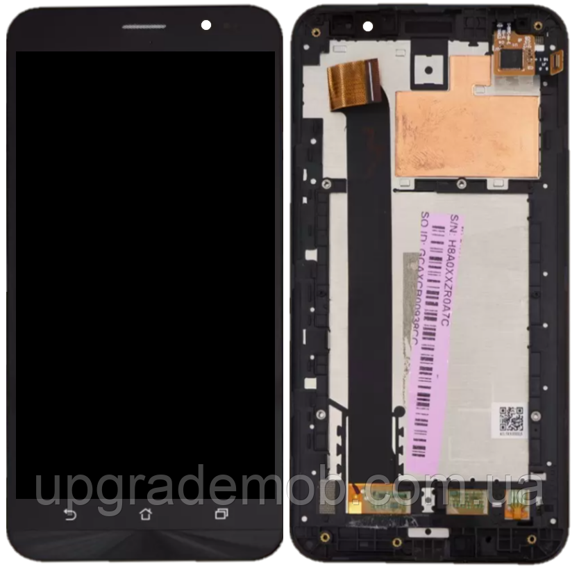 Дисплей модуль тачскрин Asus ZenFone Go ZB552KL чорний оригінал з рамкою, фото 1
