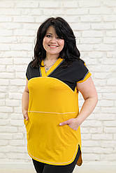 Жіноча двоколірна туніка японка з кишенями, трикотаж