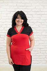 Жіноча двоколірна туніка японка з розрізами, трикотаж